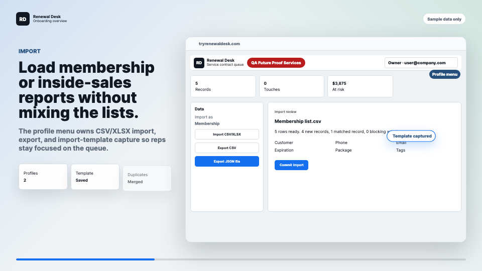 Renewal Desk product preview